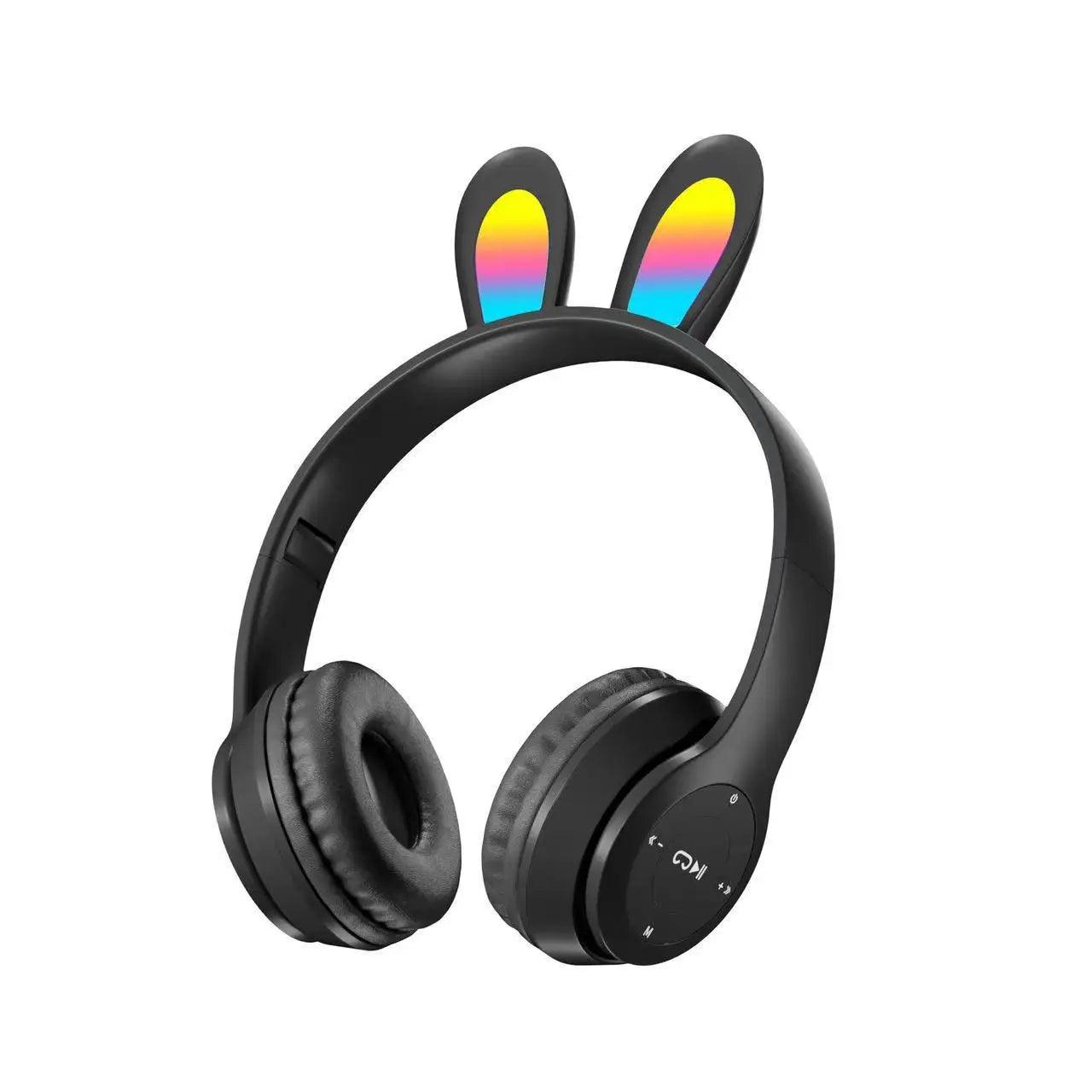 Fone De Ouvido Bluetooth Colorido com Orelhas De Coelho Luminoso