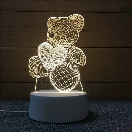Luminária LED 3D de Amor Romântico e Maria Mãe