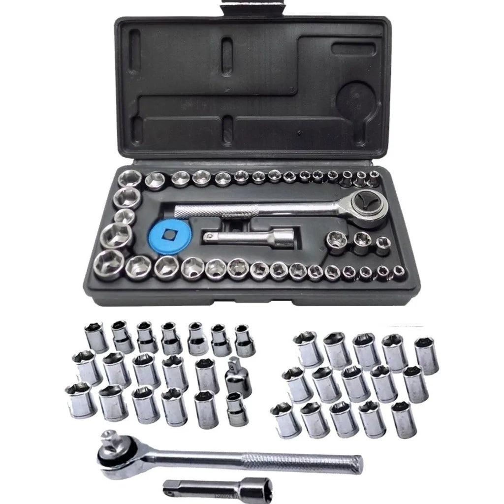Kit de chave catraca com 40 soquetes mais maleta
