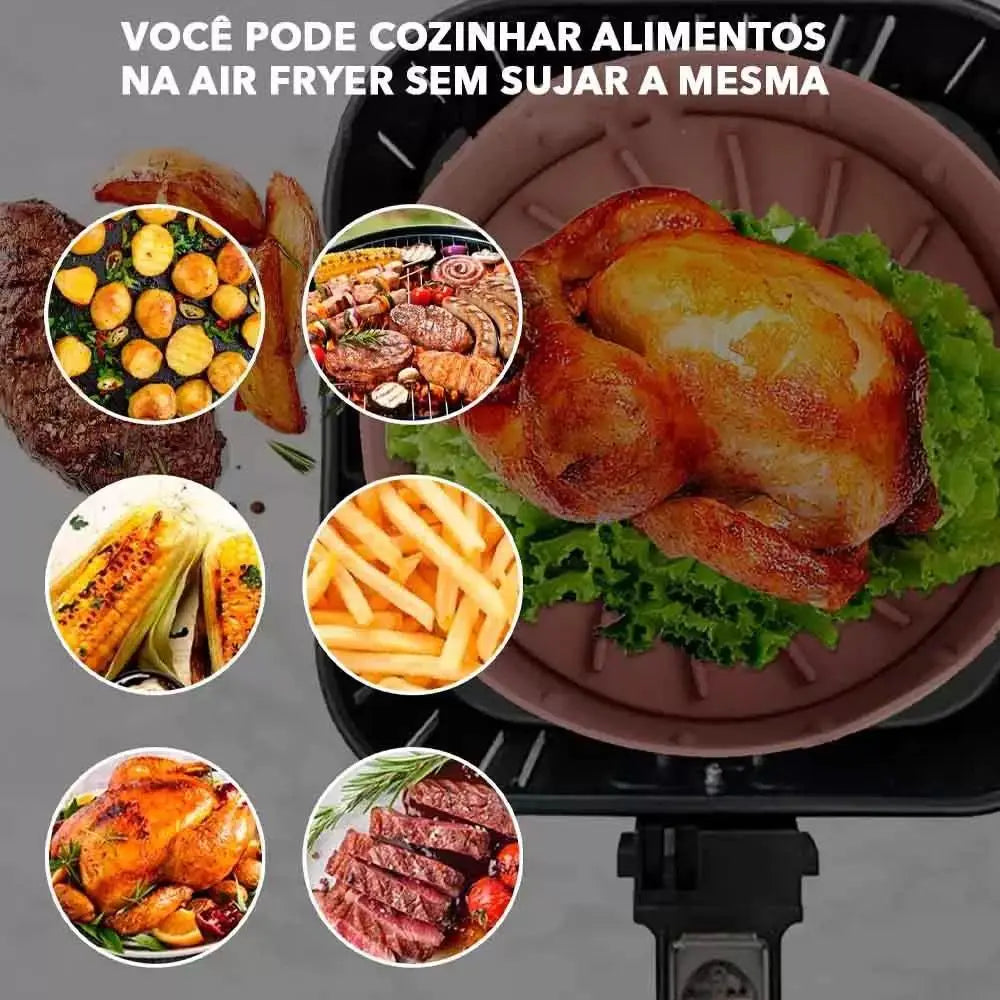 Kit Com 6 Formas antiaderente para Air Fryer reutilizável