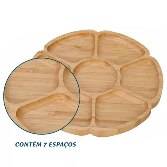 Petisqueira de bambu - Flor com 7 Espaços