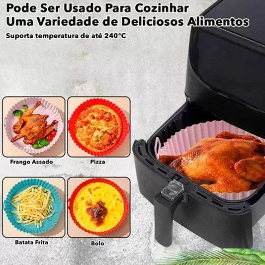 Kit Com 6 Formas antiaderente para Air Fryer reutilizável