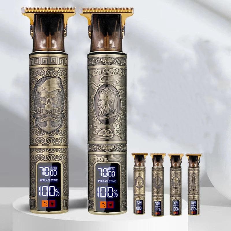 Maquina de Cortar Cabelo LCD Dragão/Buda Dourada