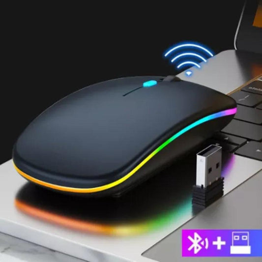 Mouse Bluetooth RGB Bateria Interna Recarregável de Longa Duração
