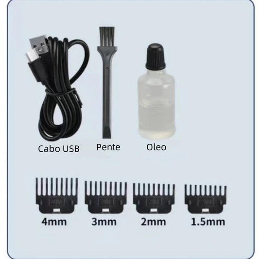 Maquina de Cortar Cabelo LCD Dragão/Buda Dourada