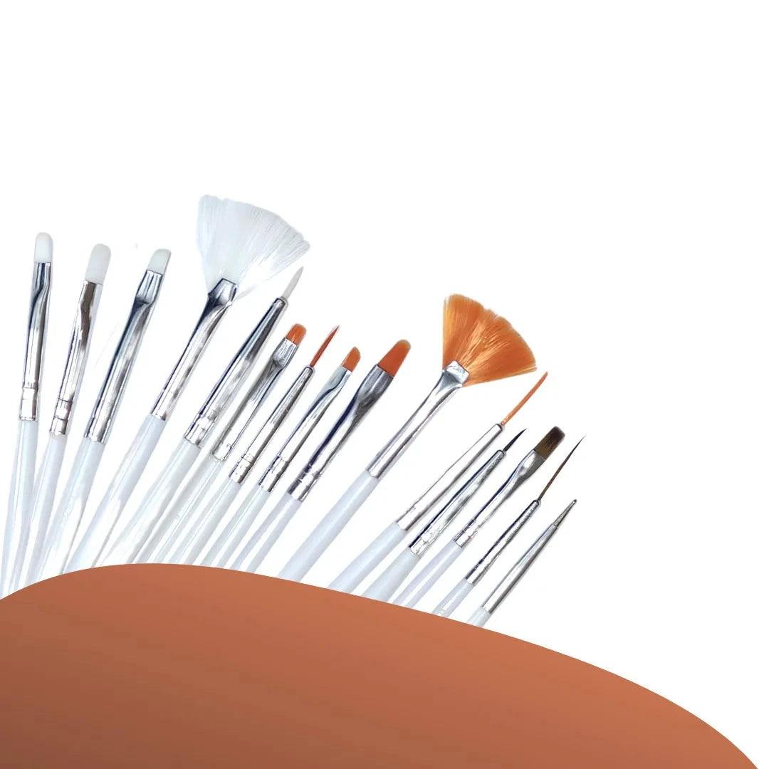 Kit com 15 pincéis para decoração de unhas