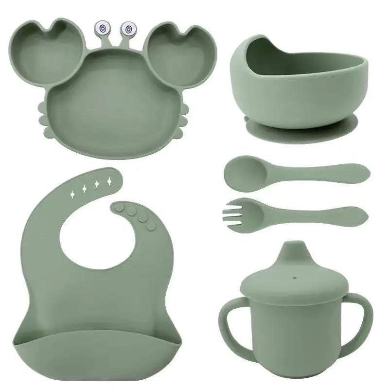 Conjunto Infantil de Utensílios de silicone para alimentação infantil