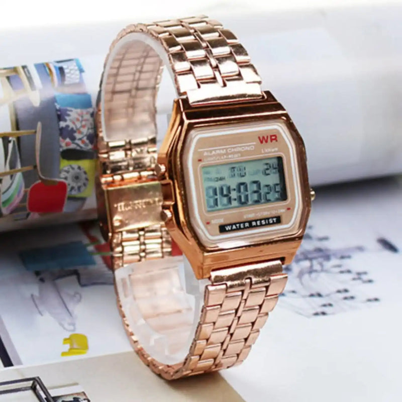 Relógio Digital Vintage Feminino de Luxo  WR F91