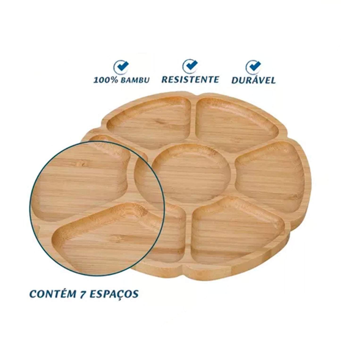 Petisqueira de bambu - Flor com 7 Espaços