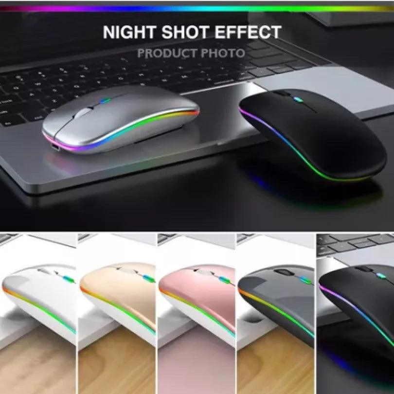 Mouse Bluetooth RGB Bateria Interna Recarregável de Longa Duração