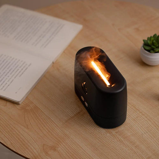 Umidificador de Ar e Difusor de Aroma com Efeito Chama de LED