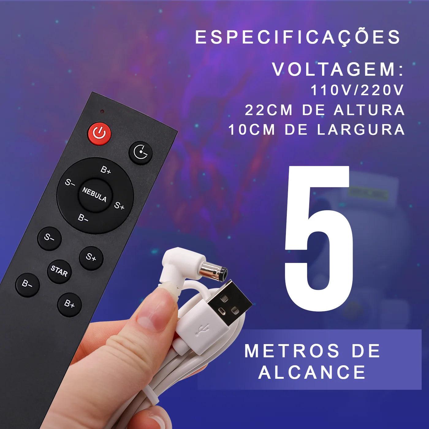 Projetor de Luz Astronauta de Galáxia LedStar com controle remoto