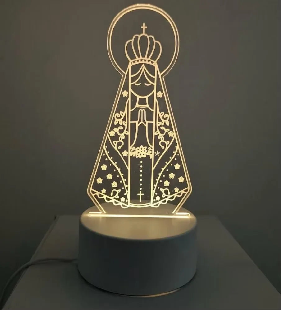 Luminária LED 3D de Amor Romântico e Maria Mãe