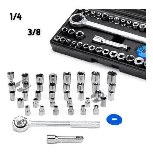 Kit de chave catraca com 40 soquetes mais maleta