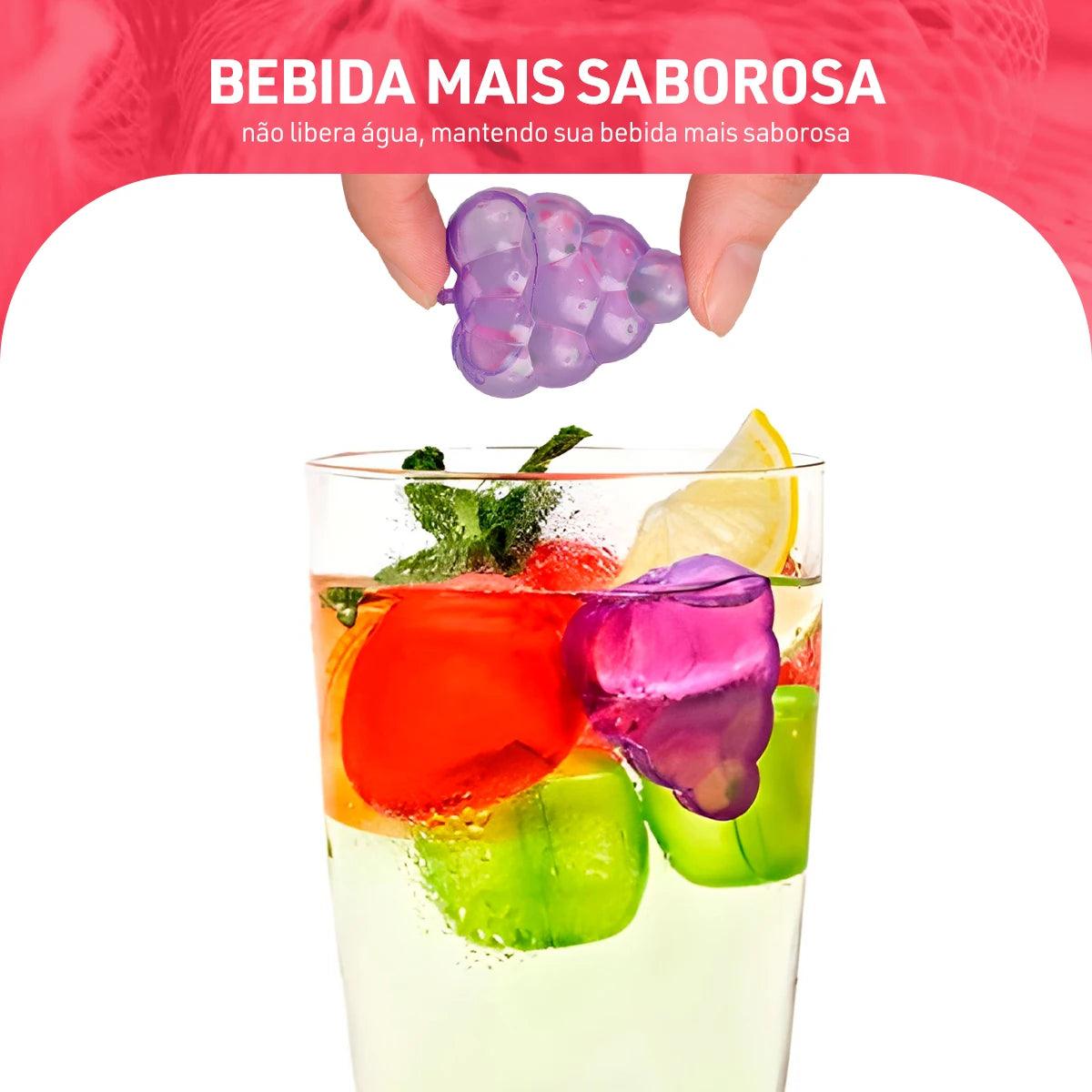 Kit  com 10 cubos de gelo em forma de frutas