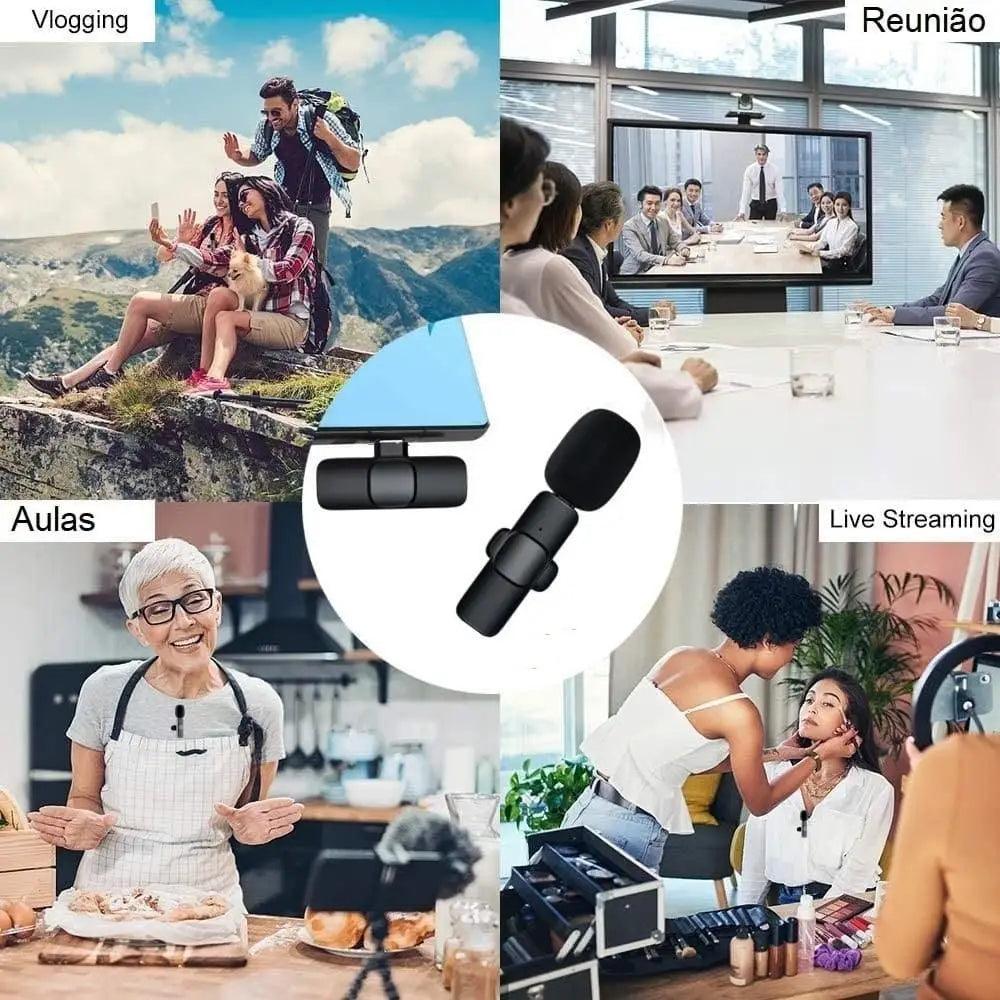 Microfone sem fio com lapela para Smartfone  Android/Iphone ou PC