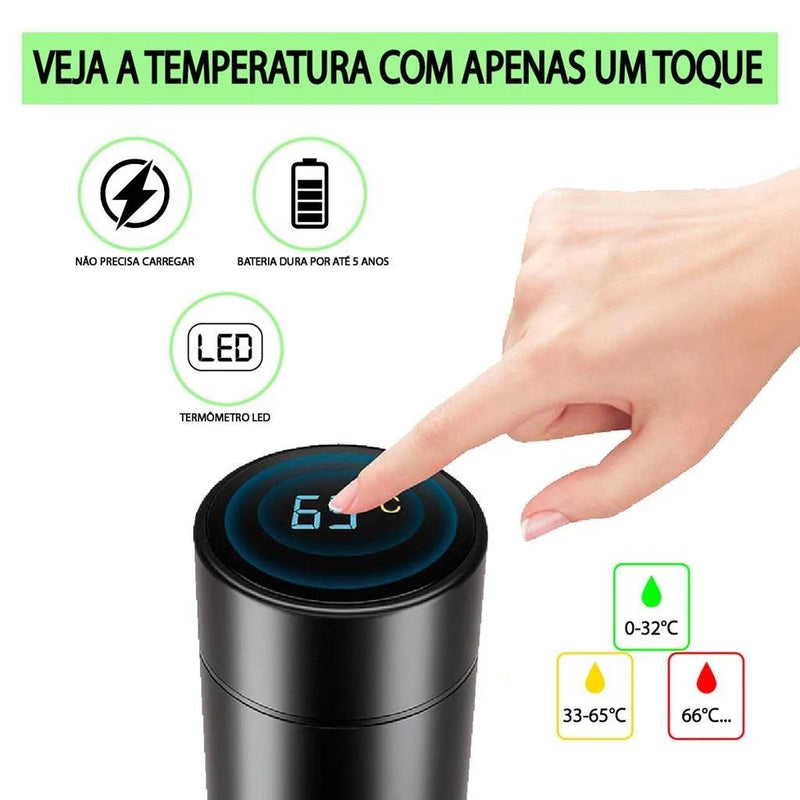 Garrafa degradê com termômetro digital