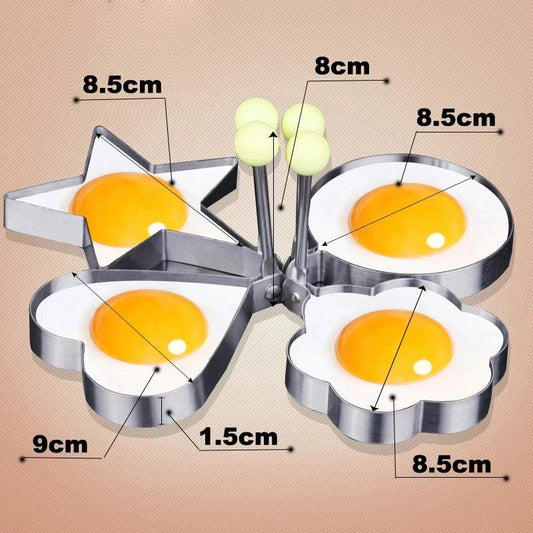 Forma de Aço Inox  - Molde de Fritar Ovos,Omelete, Tapioca e Hamburguer em forma de amor, flor de ameixa, estrelas, redondo