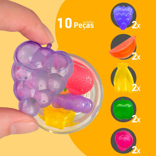 Kit  com 10 cubos de gelo em forma de frutas