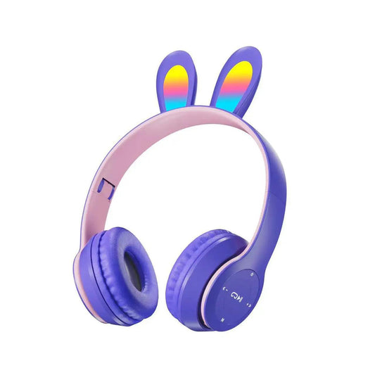 Fone De Ouvido Bluetooth Colorido com Orelhas De Coelho Luminoso