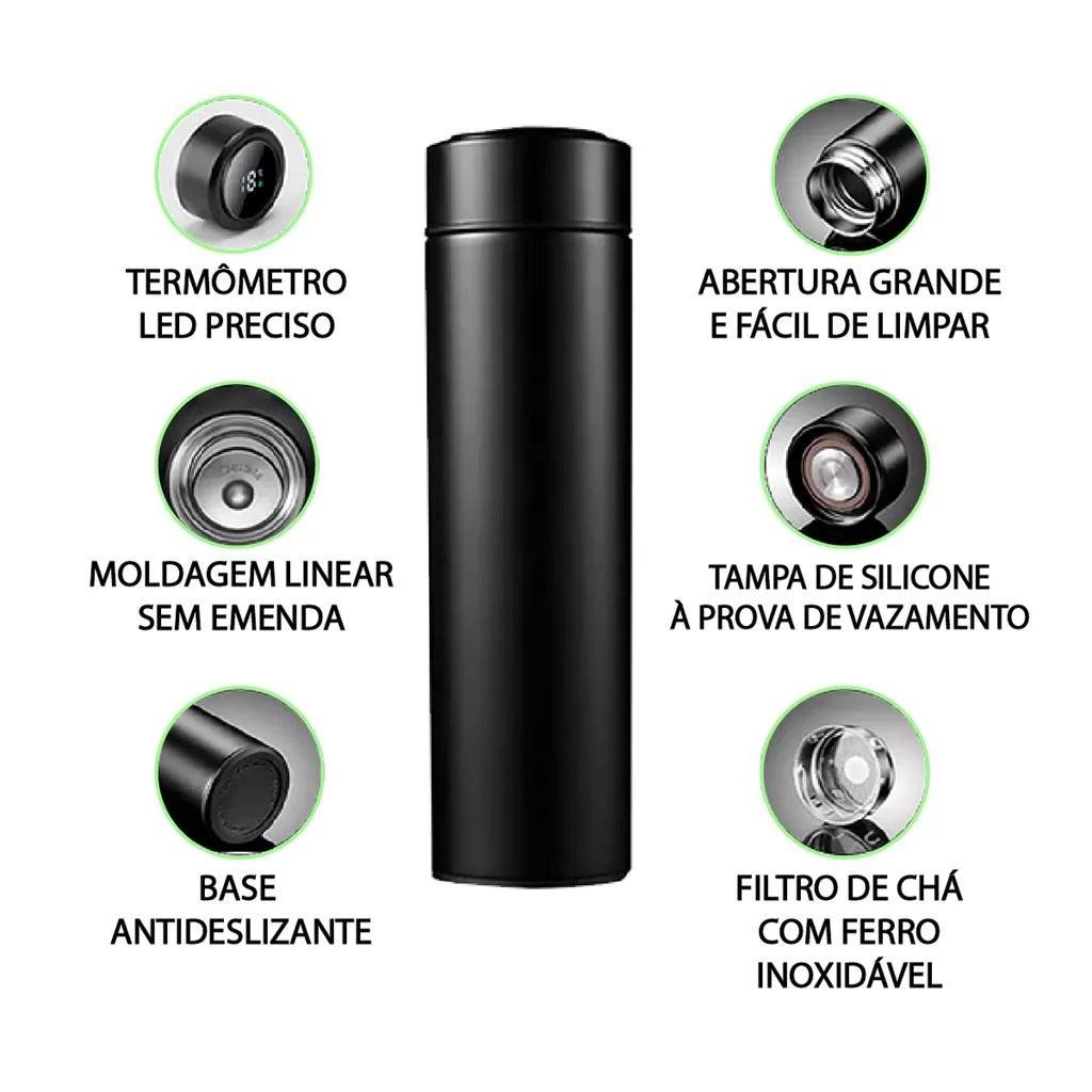 Garrafa degradê com termômetro digital