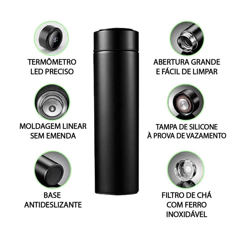 Garrafa degradê com termômetro digital