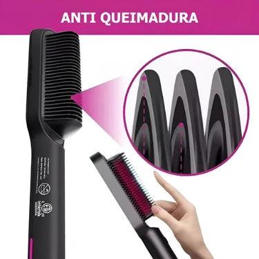 Escova Alisadora 5 em 1 | Alisa, Seca, Hidrata, Modela e Anti-Frizz | Bivolt