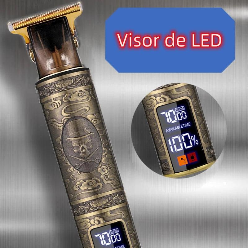 Maquina de Cortar Cabelo LCD Dragão/Buda Dourada
