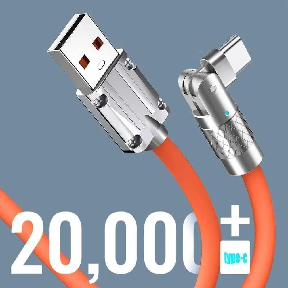 Cabo de silicone líquido de carregamento super rápido 120W 6A cabo de dados de carregador tipo C