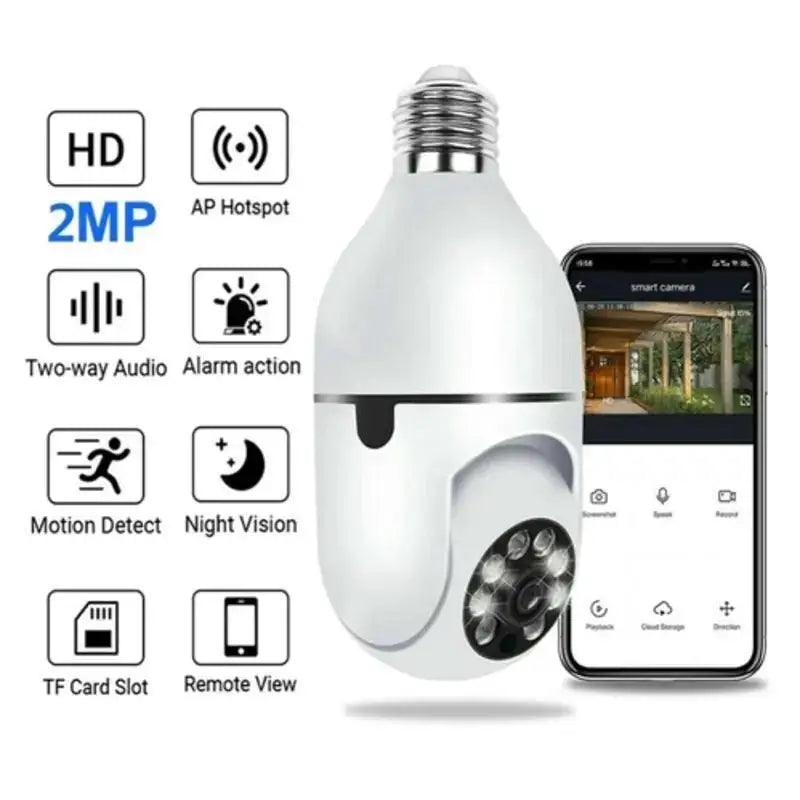 Camera Lâmpada Wifi Xb35 de Segurança Panorâmica de 360 e Visão Noturna