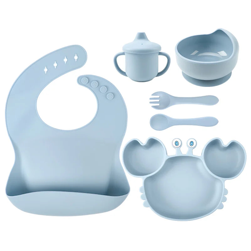 Conjunto Infantil de Utensílios de silicone para alimentação infantil