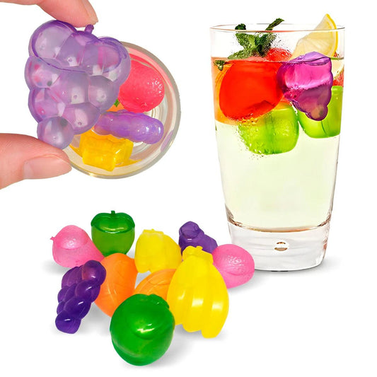 Kit  com 10 cubos de gelo em forma de frutas