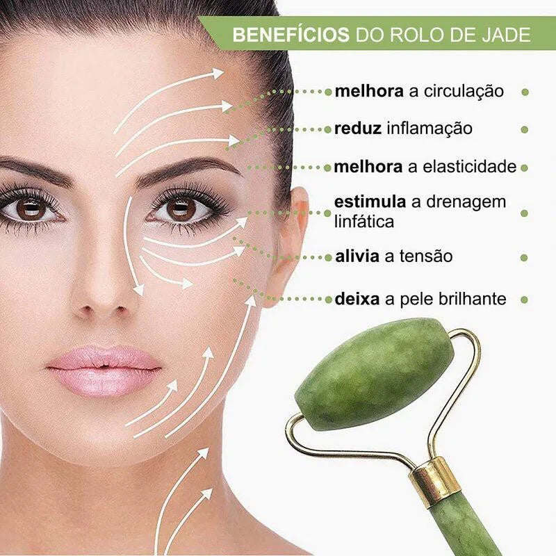 Rolo de Jade Natural para Massagem Facial