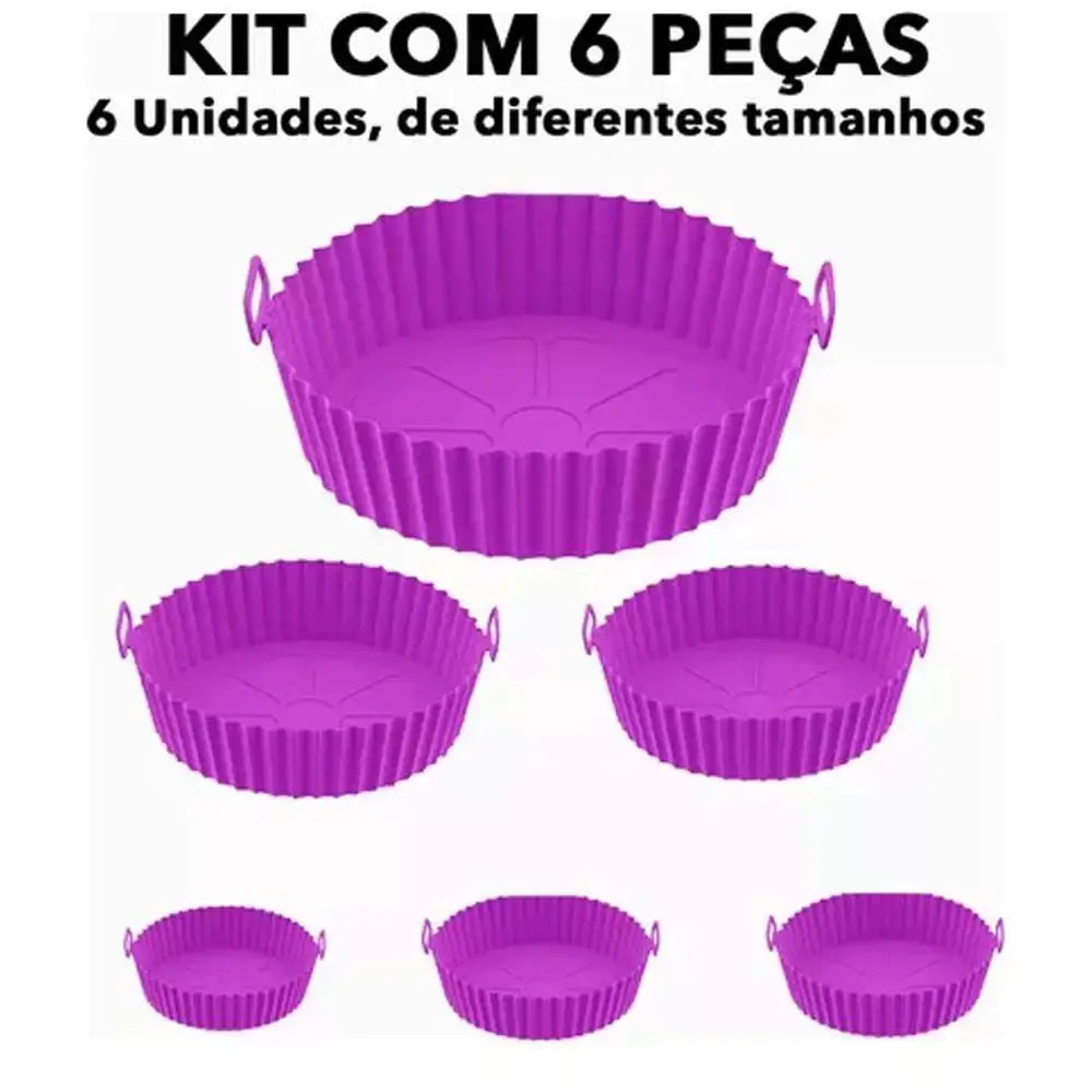 Kit Com 6 Formas antiaderente  para Air Fryer reutilizável