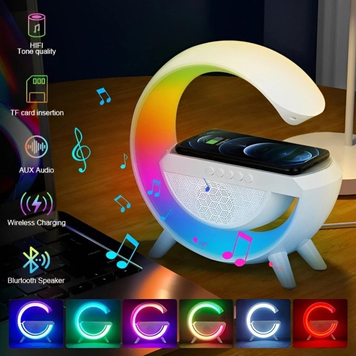 Caixinha de som com carregador por Indução LED Bluetooth