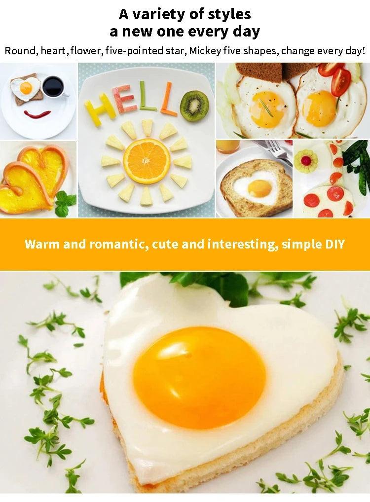 Forma de Aço Inox  - Molde de Fritar Ovos,Omelete, Tapioca e Hamburguer em forma de amor, flor de ameixa, estrelas, redondo