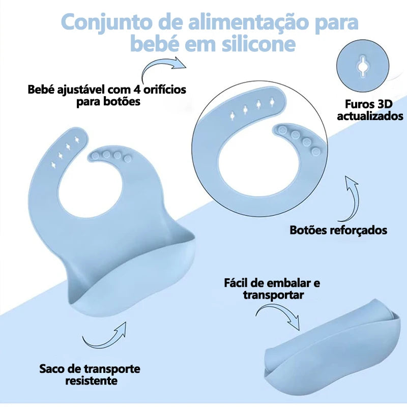 Conjunto Infantil de Utensílios de silicone para alimentação infantil