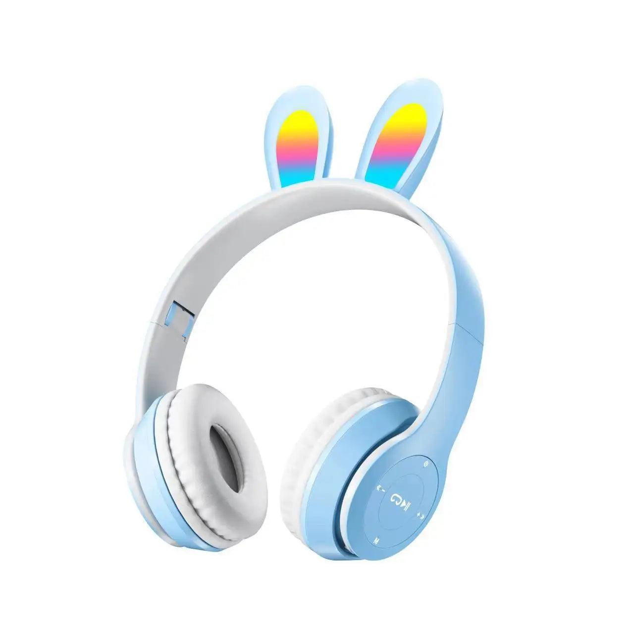 Fone De Ouvido Bluetooth Colorido com Orelhas De Coelho Luminoso