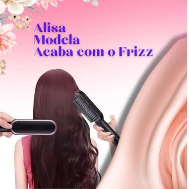 Escova Alisadora 5 em 1 | Alisa, Seca, Hidrata, Modela e Anti-Frizz | Bivolt