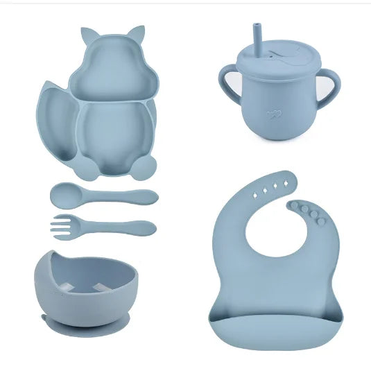 Conjunto Infantil de Utensílios de silicone para alimentação infantil