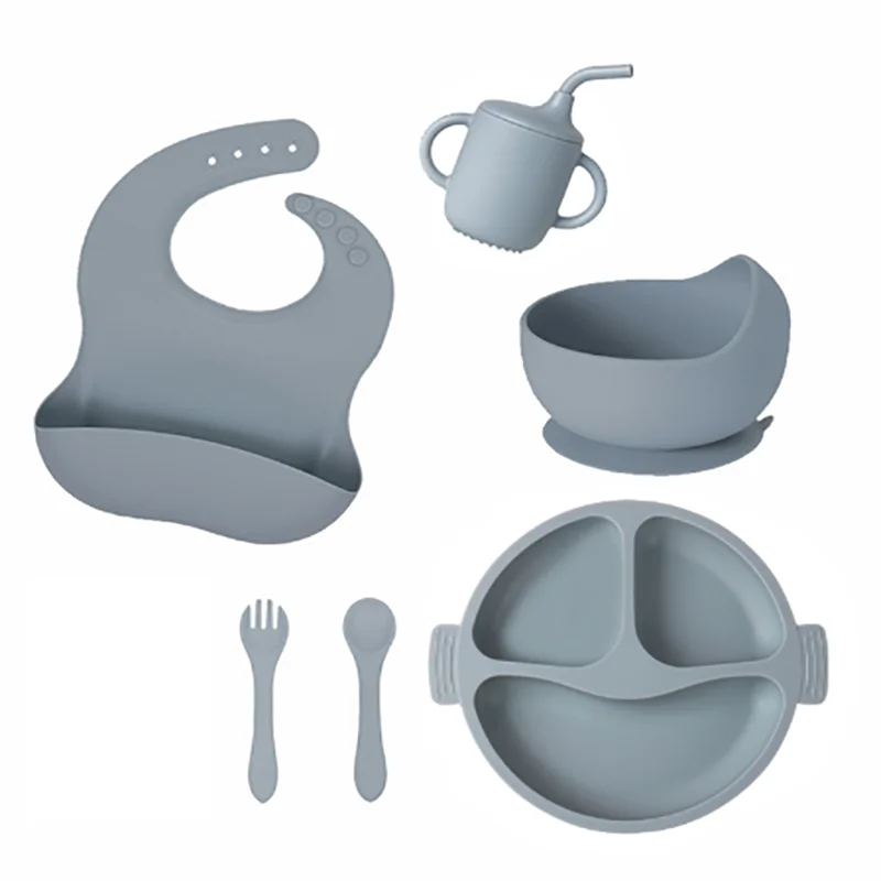 Conjunto Infantil de Utensílios de silicone para alimentação infantil
