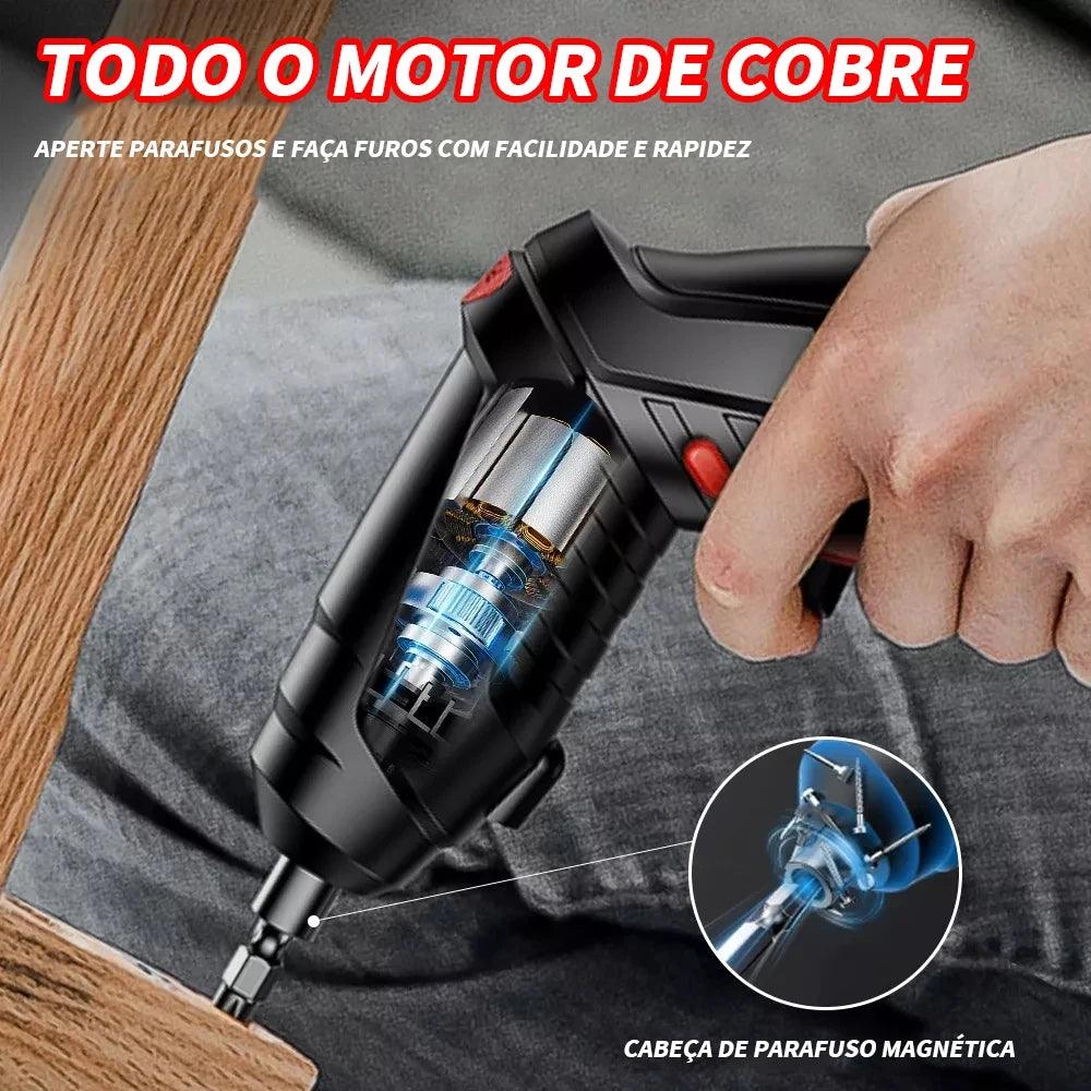 Ecosen kit Parafusadeira/furadeira 12 Pçs À Bateria Carregador Usb