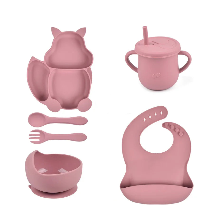 Conjunto Infantil de Utensílios de silicone para alimentação infantil
