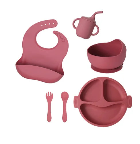 Conjunto Infantil de Utensílios de silicone para alimentação infantil