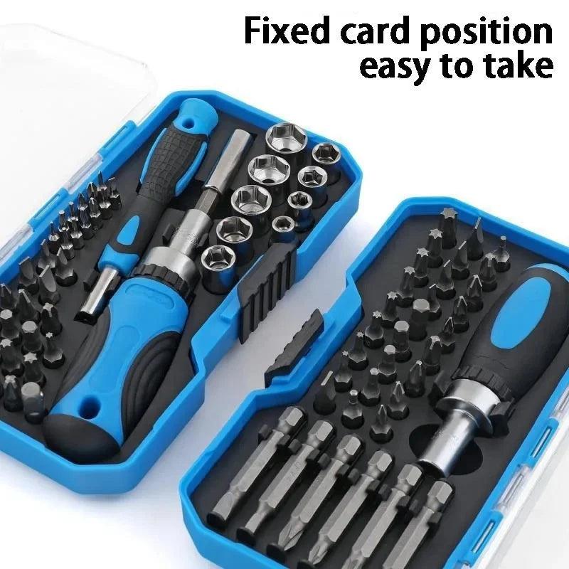 Jogo Chave Fenda catracada com soquetes sextavado Kit 44 peças