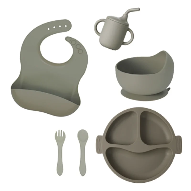 Conjunto Infantil de Utensílios de silicone para alimentação infantil