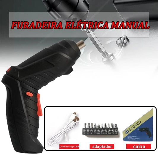 Ecosen kit Parafusadeira/furadeira 12 Pçs À Bateria Carregador Usb