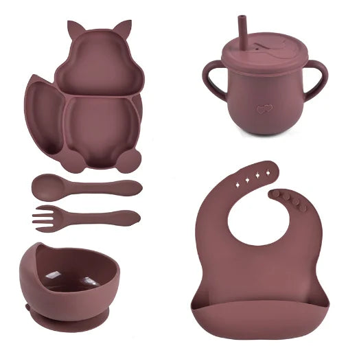 Conjunto Infantil de Utensílios de silicone para alimentação infantil