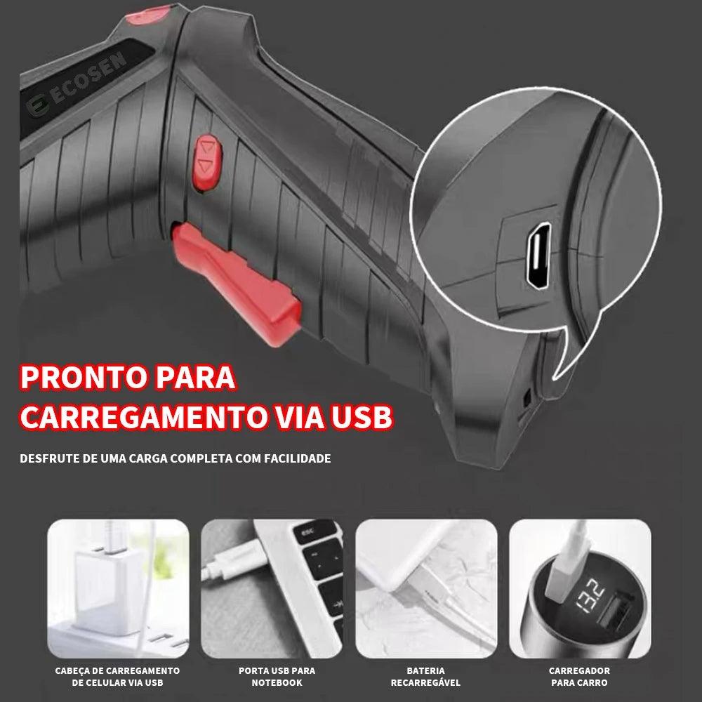 Ecosen kit Parafusadeira/furadeira 12 Pçs À Bateria Carregador Usb