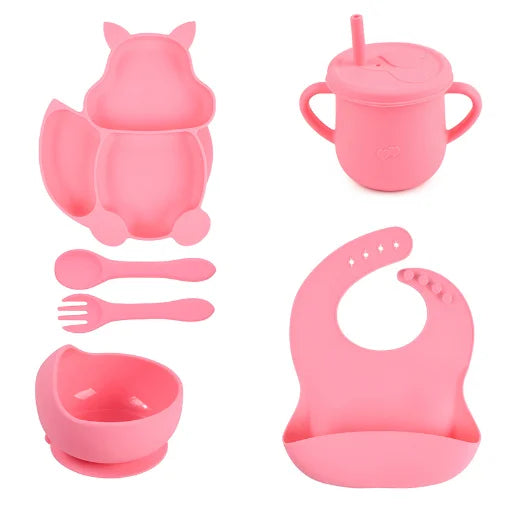 Conjunto Infantil de Utensílios de silicone para alimentação infantil